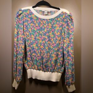 ✨Sheer Floral Long Sleeve Blouse Shirt with Ribbed Cuff✨